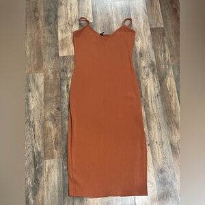 Windsor Spaghetti Strap Rust Midi Dress
